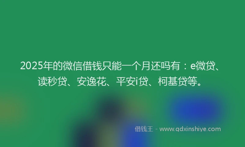 2025年的微信借钱只能一个月还吗有：e微贷、读秒贷、安逸花、平安i贷、柯基贷等。