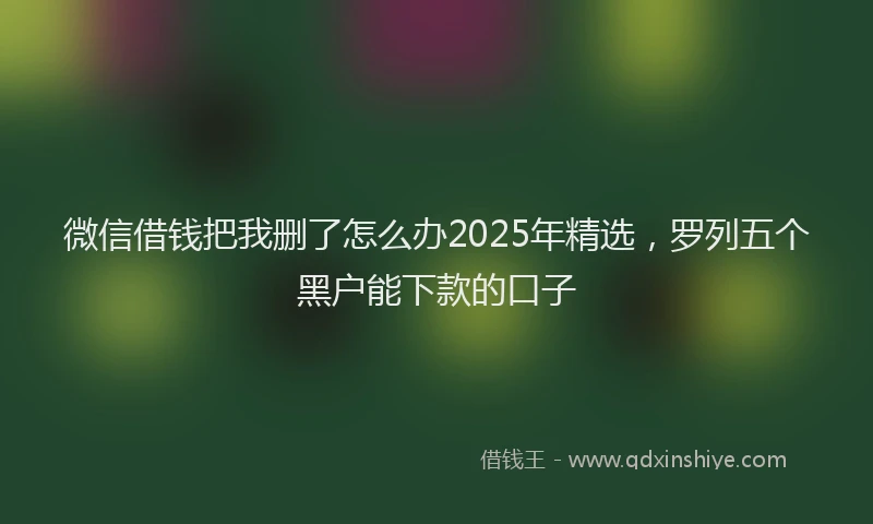微信借钱把我删了怎么办2025年精选，罗列五个黑户能下款的口子