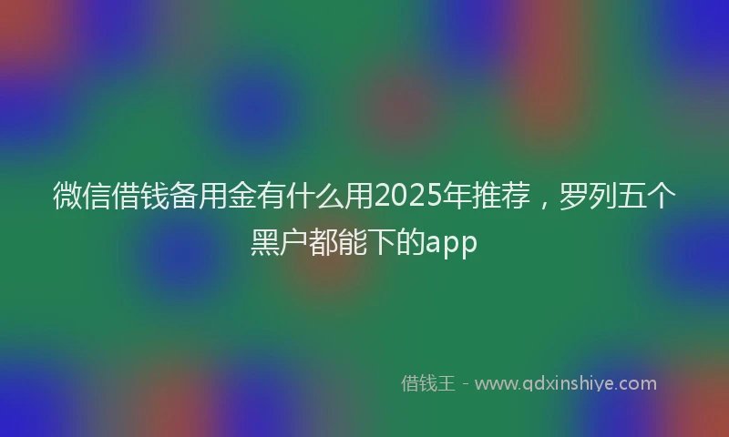 微信借钱备用金有什么用2025年推荐，罗列五个黑户都能下的app