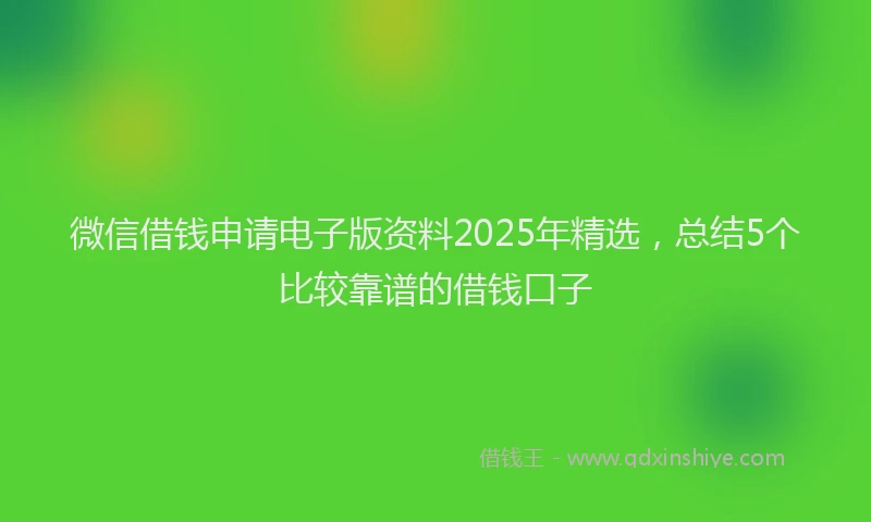 微信借钱申请电子版资料2025年精选，总结5个比较靠谱的借钱口子