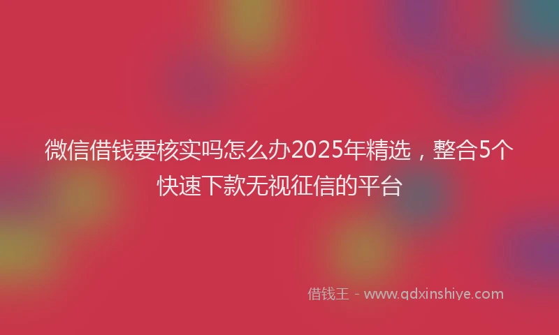 微信借钱要核实吗怎么办2025年精选，整合5个快速下款无视征信的平台
