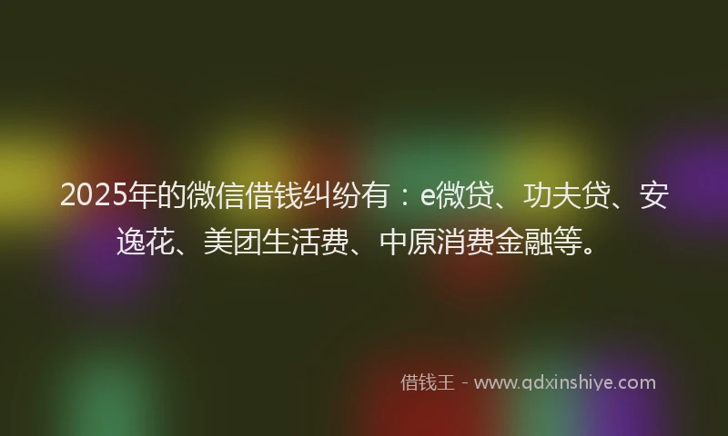 2025年的微信借钱纠纷有：e微贷、功夫贷、安逸花、美团生活费、中原消费金融等。