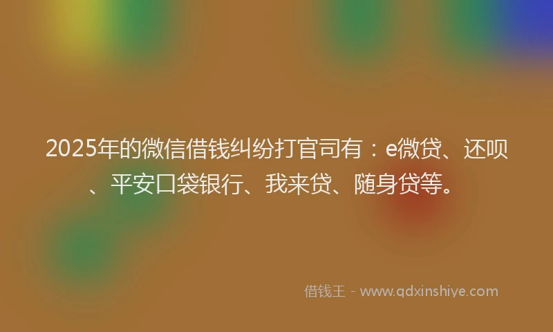 2025年的微信借钱纠纷打官司有：e微贷、还呗、平安口袋银行、我来贷、随身贷等。