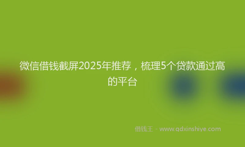 微信借钱截屏2025年推荐，梳理5个贷款通过高的平台