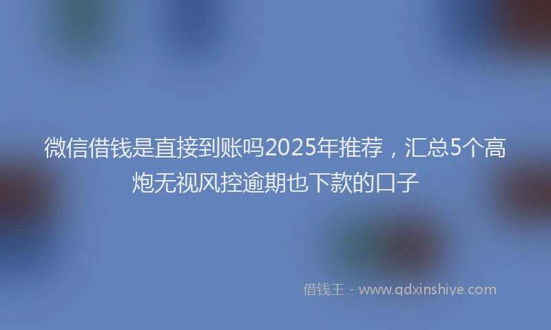 微信借钱是直接到账吗2025年推荐，汇总5个高炮无视风控逾期也下款的口子