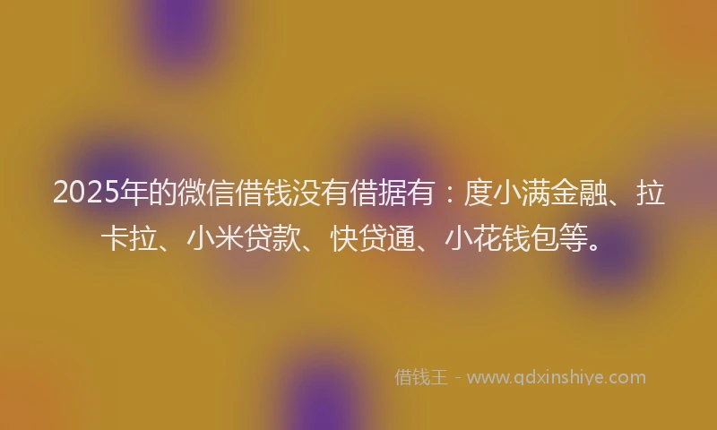 2025年的微信借钱没有借据有：度小满金融、拉卡拉、小米贷款、快贷通、小花钱包等。