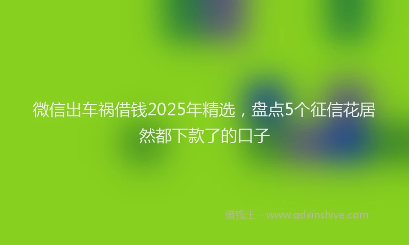微信出车祸借钱2025年精选，盘点5个征信花居然都下款了的口子