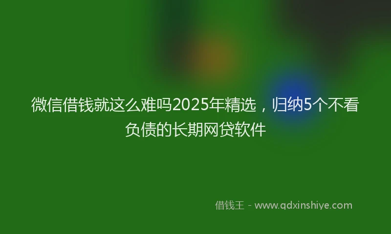 微信借钱就这么难吗2025年精选，归纳5个不看负债的长期网贷软件