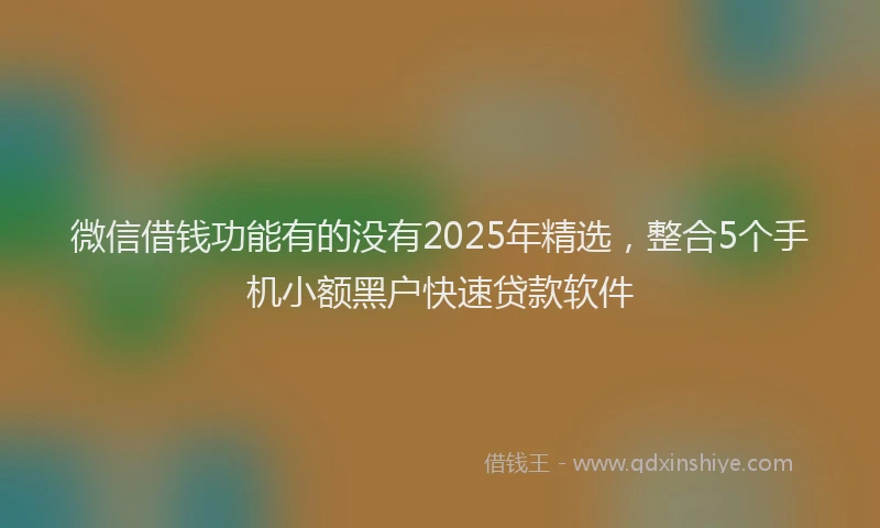 微信借钱功能有的没有2025年精选，整合5个手机小额黑户快速贷款软件