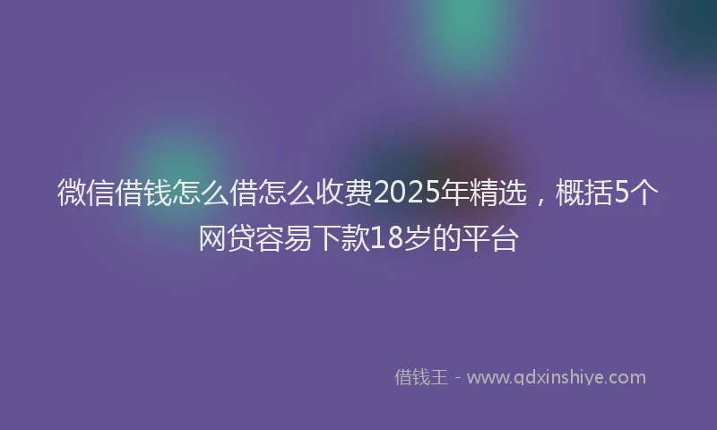 微信借钱怎么借怎么收费2025年精选，概括5个网贷容易下款18岁的平台