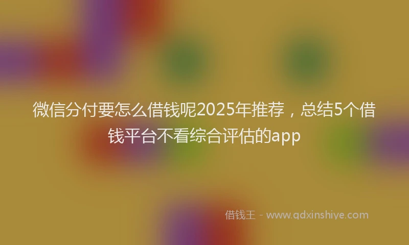 微信分付要怎么借钱呢2025年推荐，总结5个借钱平台不看综合评估的app