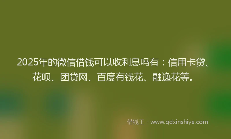 2025年的微信借钱可以收利息吗有：信用卡贷、花呗、团贷网、百度有钱花、融逸花等。