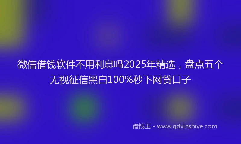 微信借钱软件不用利息吗2025年精选，盘点五个无视征信黑白100%秒下网贷口子
