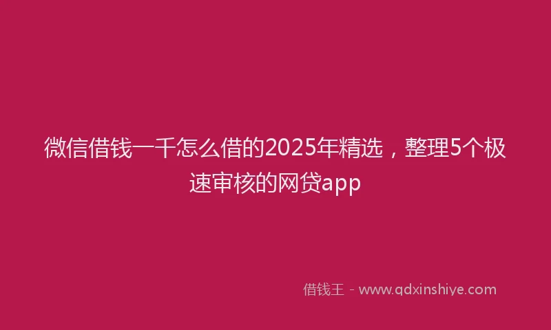微信借钱一千怎么借的2025年精选，整理5个极速审核的网贷app
