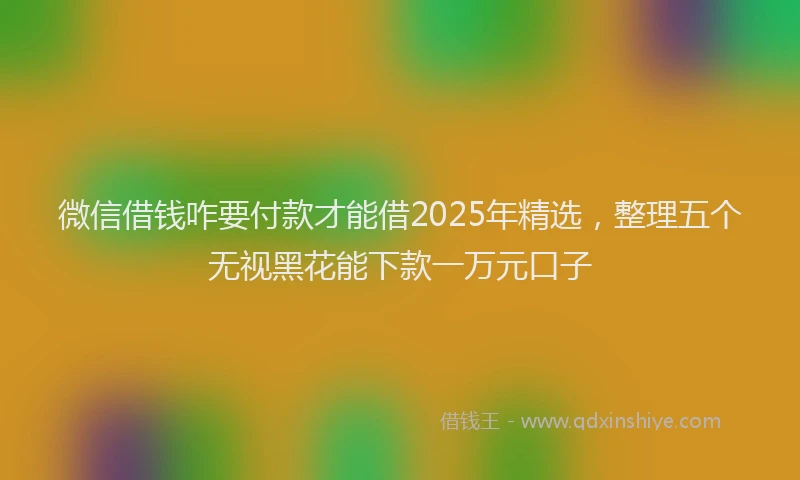 微信借钱咋要付款才能借2025年精选，整理五个无视黑花能下款一万元口子