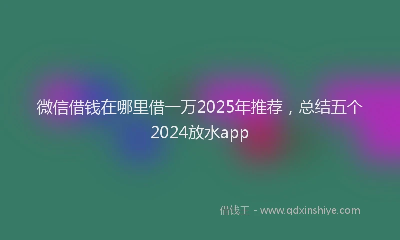 微信借钱在哪里借一万2025年推荐，总结五个2024放水app