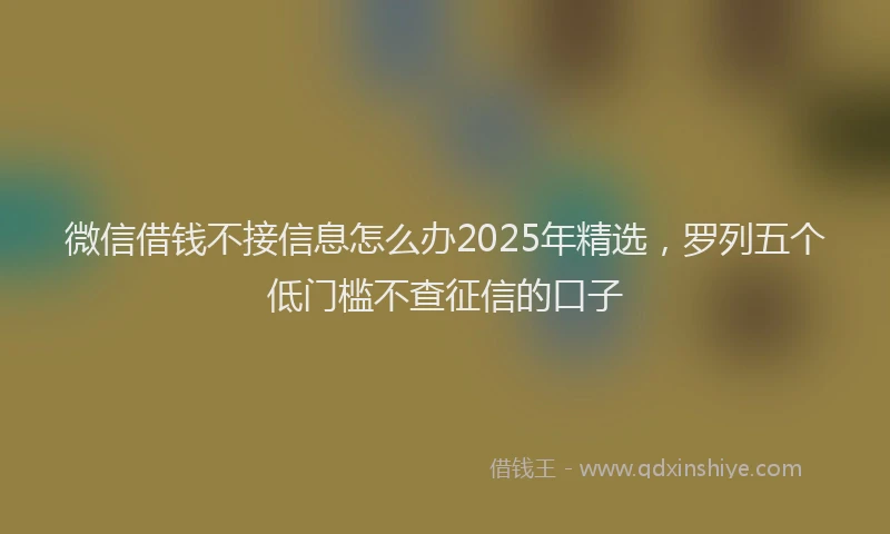 微信借钱不接信息怎么办2025年精选，罗列五个低门槛不查征信的口子
