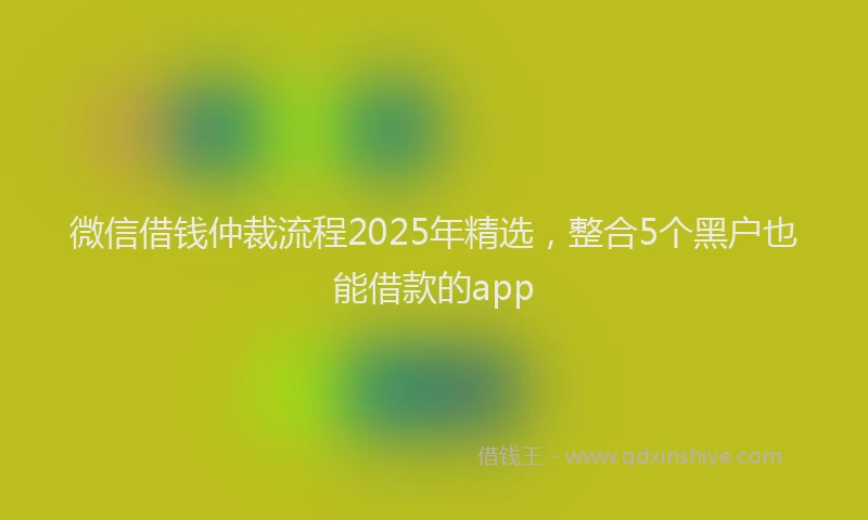 微信借钱仲裁流程2025年精选，整合5个黑户也能借款的app