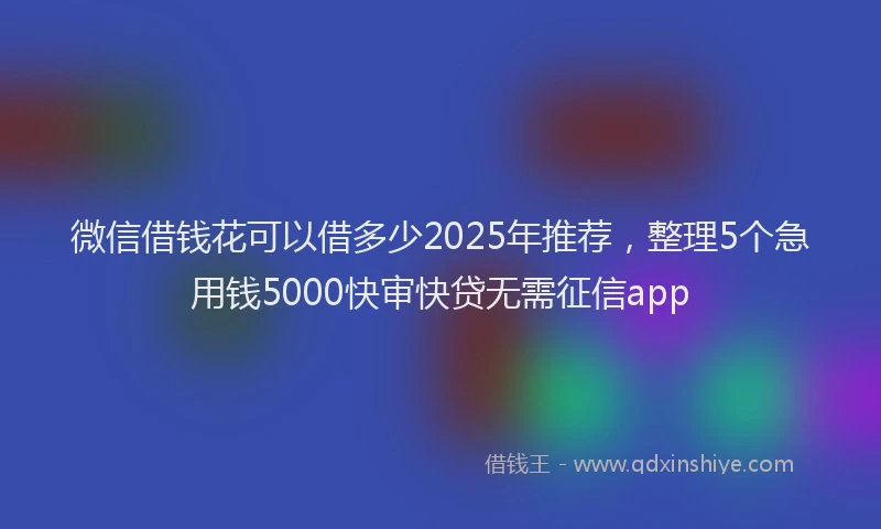 微信借钱花可以借多少2025年推荐，整理5个急用钱5000快审快贷无需征信app