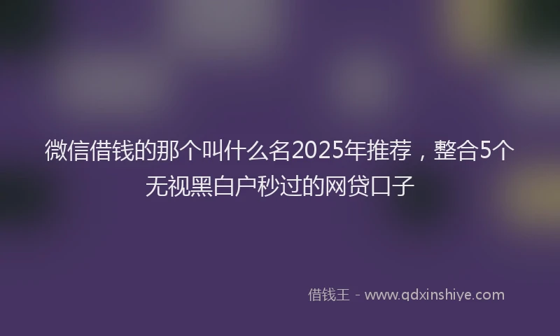 微信借钱的那个叫什么名2025年推荐，整合5个无视黑白户秒过的网贷口子