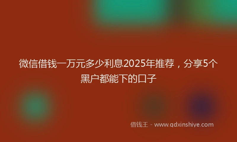 微信借钱一万元多少利息2025年推荐，分享5个黑户都能下的口子
