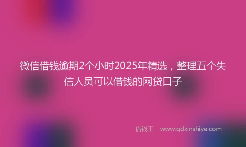 微信借钱逾期2个小时2025年精选，整理五个失信人员可以借钱的网贷口子