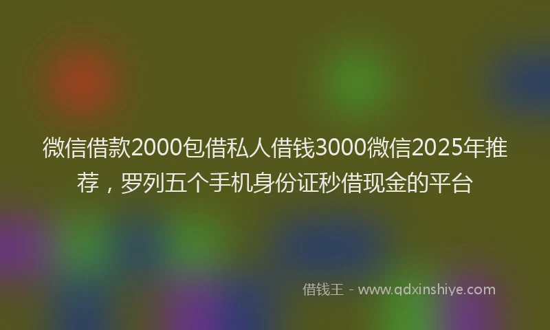 微信借款2000包借私人借钱3000微信2025年推荐，罗列五个手机身份证秒借现金的平台