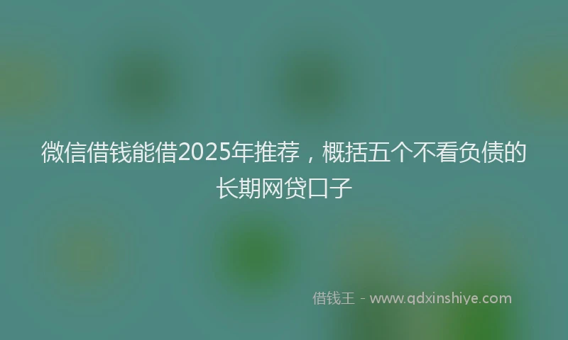 微信借钱能借2025年推荐，概括五个不看负债的长期网贷口子