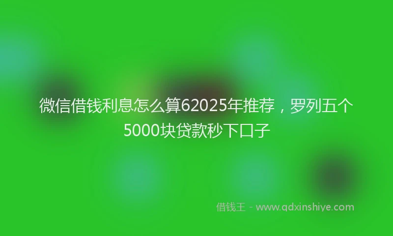 微信借钱利息怎么算62025年推荐，罗列五个5000块贷款秒下口子