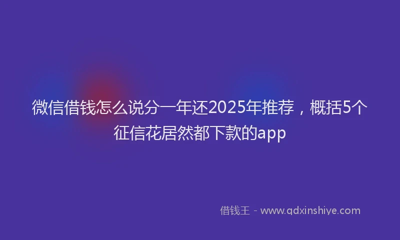 微信借钱怎么说分一年还2025年推荐，概括5个征信花居然都下款的app