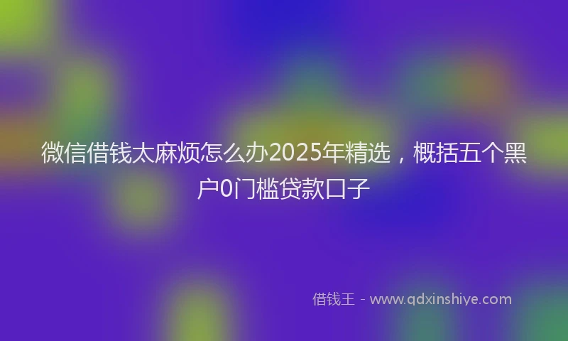 微信借钱太麻烦怎么办2025年精选，概括五个黑户0门槛贷款口子