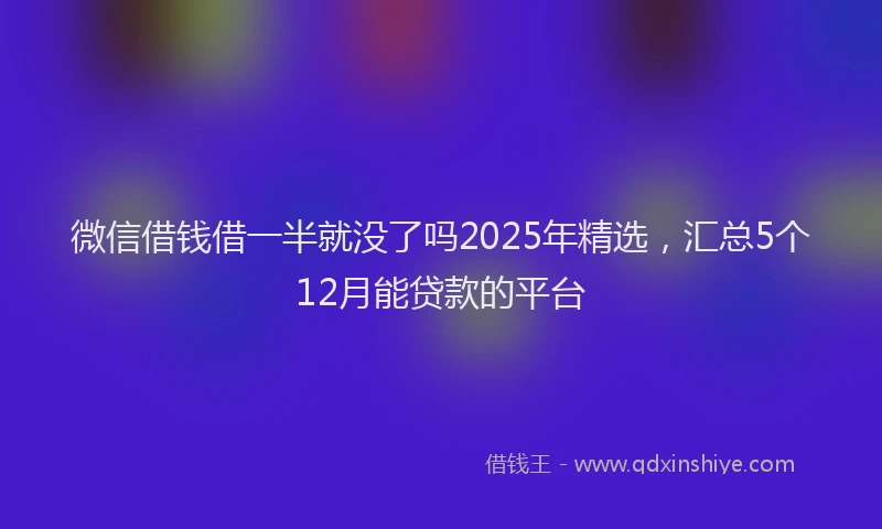 微信借钱借一半就没了吗2025年精选，汇总5个12月能贷款的平台