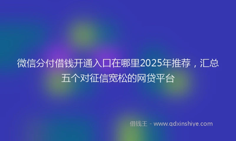 微信分付借钱开通入口在哪里2025年推荐，汇总五个对征信宽松的网贷平台