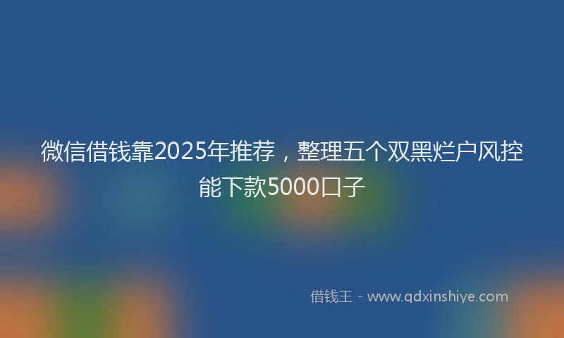 微信借钱靠2025年推荐，整理五个双黑烂户风控能下款5000口子