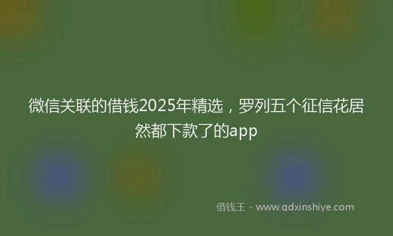 微信关联的借钱2025年精选，罗列五个征信花居然都下款了的app