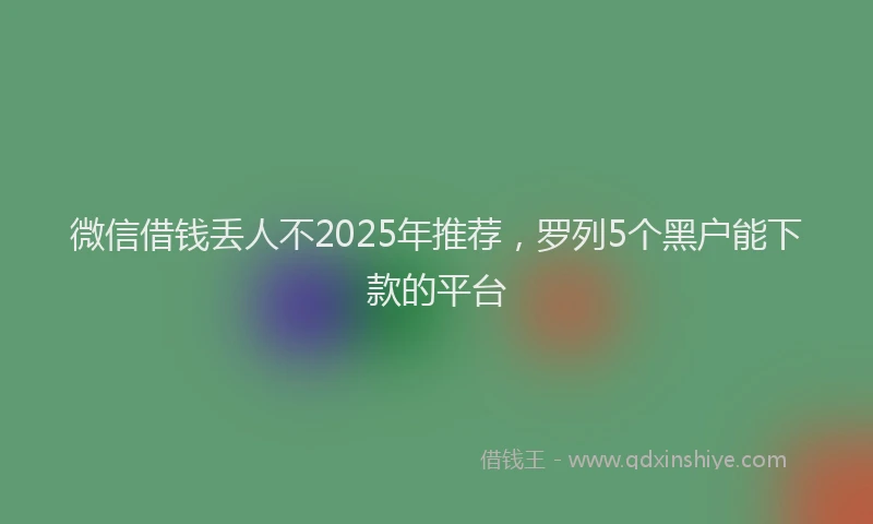 微信借钱丢人不2025年推荐，罗列5个黑户能下款的平台