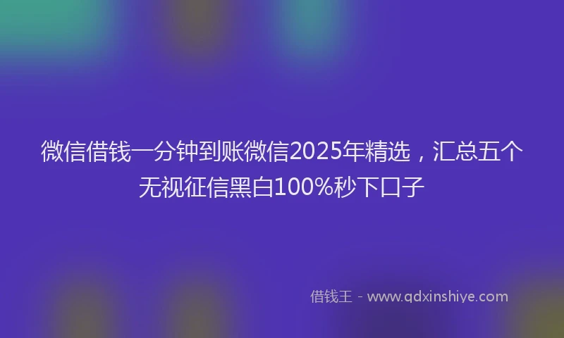 微信借钱一分钟到账微信2025年精选，汇总五个无视征信黑白100%秒下口子