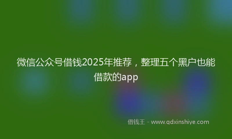 微信公众号借钱2025年推荐，整理五个黑户也能借款的app