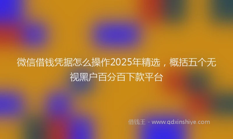 微信借钱凭据怎么操作2025年精选，概括五个无视黑户百分百下款平台