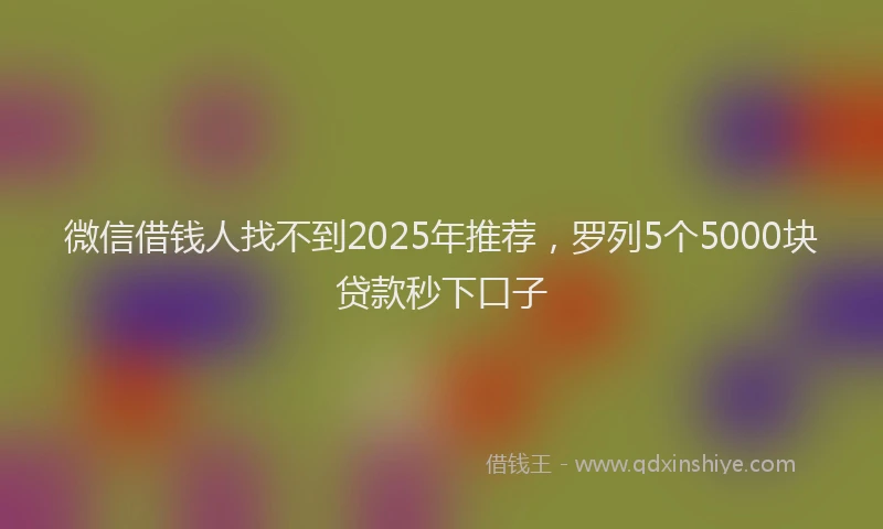 微信借钱人找不到2025年推荐，罗列5个5000块贷款秒下口子