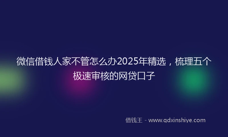 微信借钱人家不管怎么办2025年精选，梳理五个极速审核的网贷口子