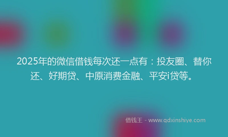2025年的微信借钱每次还一点有：投友圈、替你还、好期贷、中原消费金融、平安i贷等。