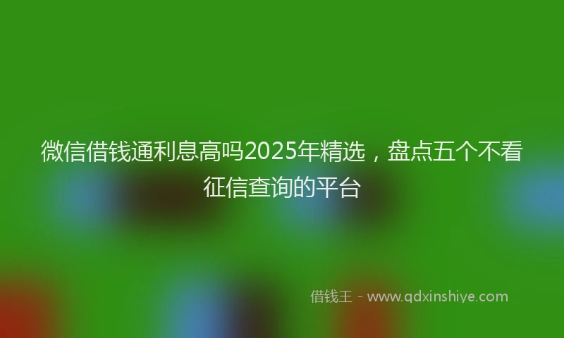 微信借钱通利息高吗2025年精选，盘点五个不看征信查询的平台