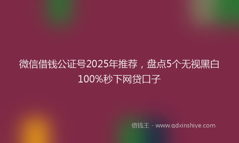 微信借钱公证号2025年推荐，盘点5个无视黑白100%秒下网贷口子