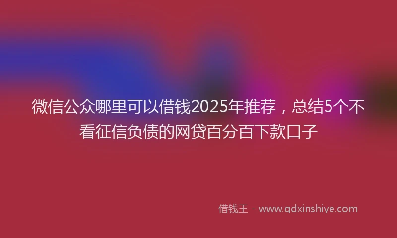 微信公众哪里可以借钱2025年推荐,总结5个不看征信负债的网贷百分百下款口子