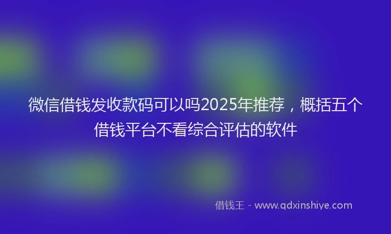 微信借钱发收款码可以吗2025年推荐，概括五个借钱平台不看综合评估的软件