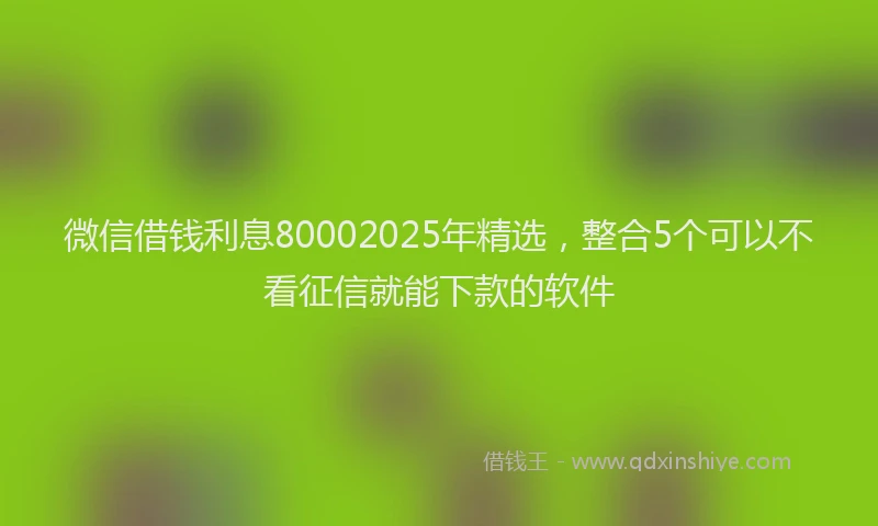 微信借钱利息80002025年精选，整合5个可以不看征信就能下款的软件