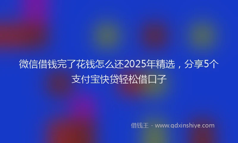 微信借钱完了花钱怎么还2025年精选，分享5个支付宝快贷轻松借口子