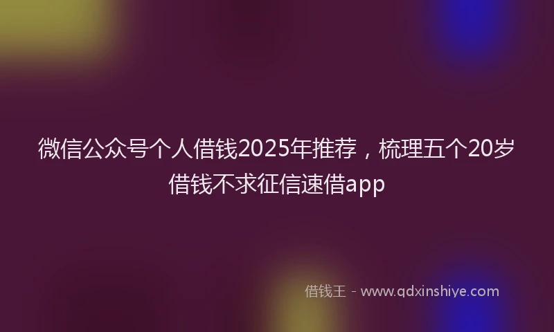 微信公众号个人借钱2025年推荐，梳理五个20岁借钱不求征信速借app