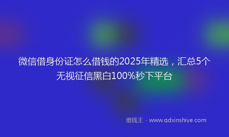微信借身份证怎么借钱的2025年精选，汇总5个无视征信黑白100%秒下平台